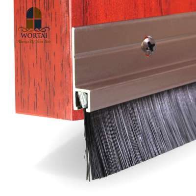 Dustproof Door Sweep Brush Seal Strip Weather Seal Flame Proof Nylon Bristle Aluminum or PVC Holder Door Bottom Seal Brush Strip